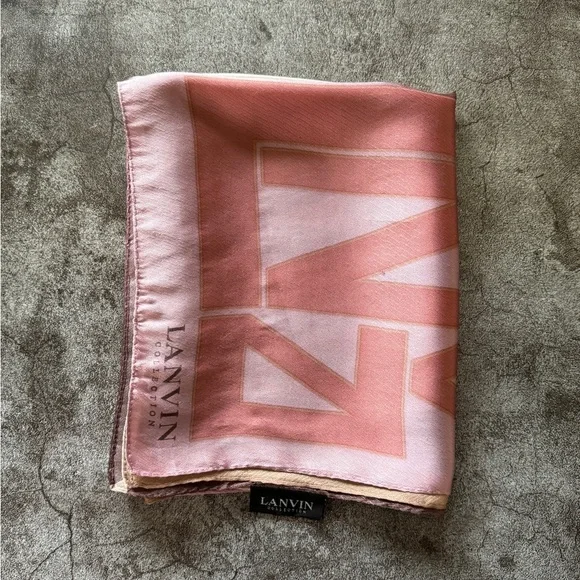 Lavin Collection Vintage Ombré Logo Scarf Rose Tan | OS - Picture 5 of 5